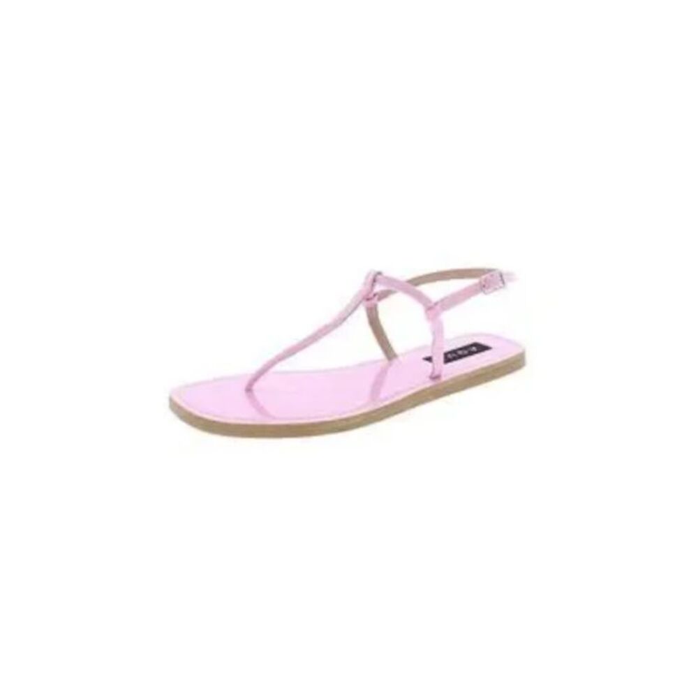 AQUA Womens Pink T-Strap Zen Round Toe Buckle Thong Sandals 6.5 M